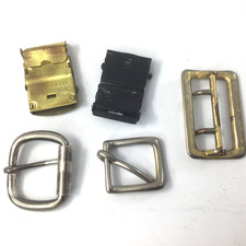 Vintage Metal Buckles Brass Silver Tone Metal Black Heavy Duty Military Lot of 5