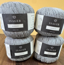 Lot of 4 balls Isager Bomulin Yarn Cotton Lin...