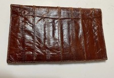 Vintage Eel Skin Bifold Wallet Checkbook Credit Card Holder 7"x 4 Brownish-Red