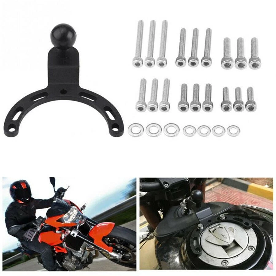 US Stock Motorcycle Bike Adjustable Tank Mount Bracket Hoder Kit Aluminum Alloy - Imagem 2 de 4