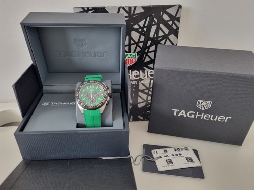 TAG Heuer Watch Formula 1 Chronograph CAZ101AP.FT8056 Green SS Rubber Quartz