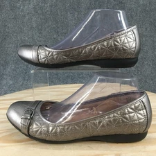 Croft And Barrow Shoes Womens 9 M Blaire Quilted Slip On Flats Metallic Gray