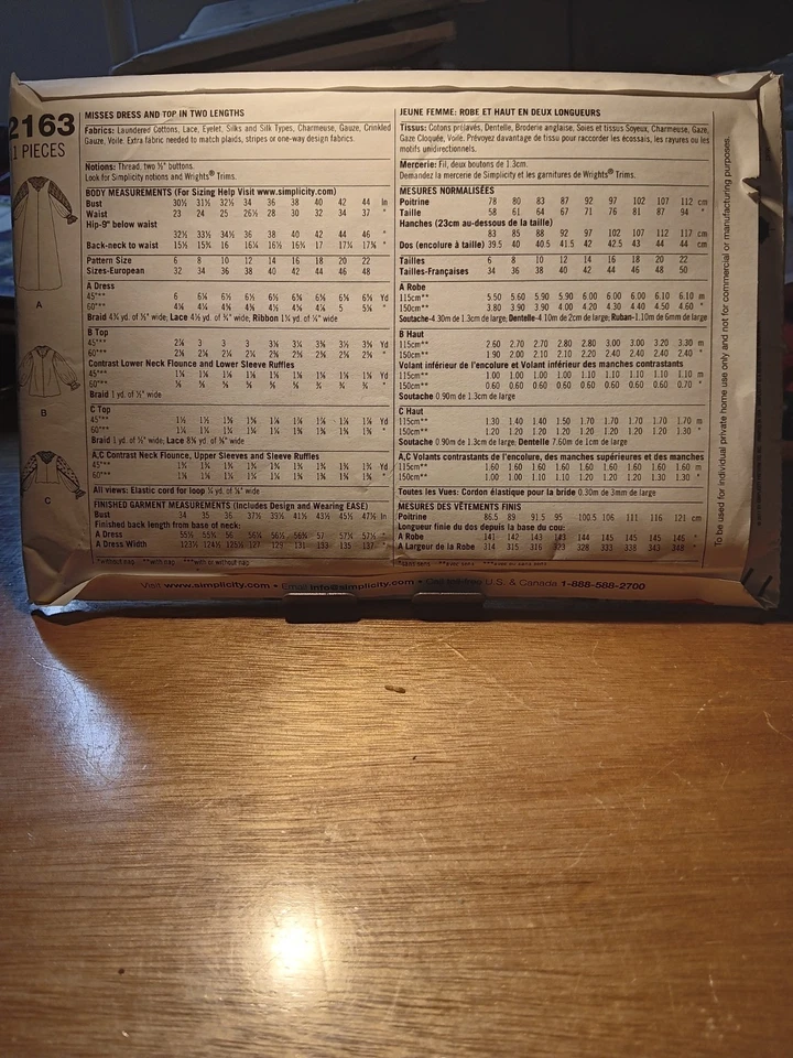 Simplicity Pattern 2163 Misses' Arkivestry Gothic Dress/top Costume 14~22 UC - Image 2 of 2