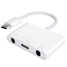 USB C to Dual 3.5mm Audio Headphone and Charger Adapter,3 in 1 Aux to Type C ...