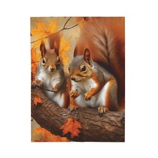 Autumn Squirrel Velveteen Blanket Cozy Woodland Animal Throw for Nature Lovers