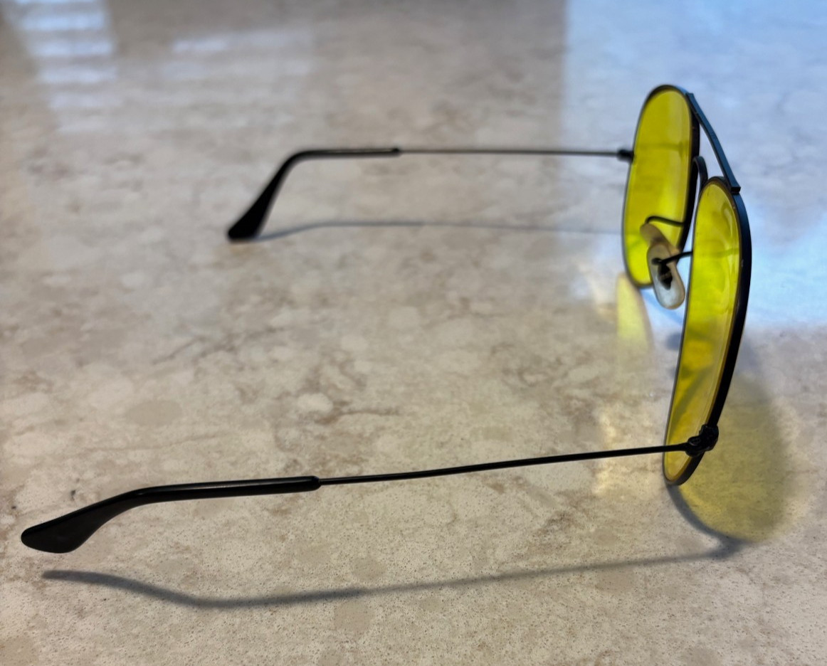 Vintage B&L Bausch & Lomb Mirage Large 63mm Yellow Aviator Sunglasses + Case USA