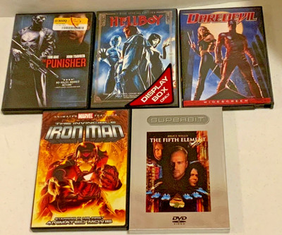 5 ACTION DVD Lot SALE!! HELLBOY, DAREDEVIL, 5th ELEMENT, PUNISHER, IRON MAN