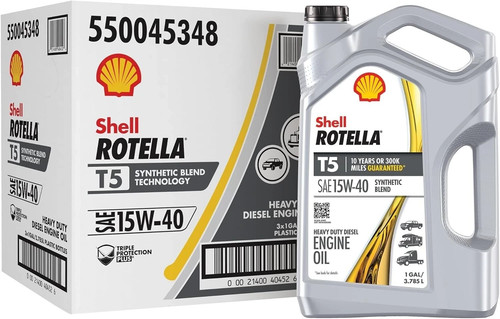 3 Pack Shell Rotella T5 Synthetic Blend 15W-40 Diesel Engine Oil, 1 Gallon - Picture 1 of 5