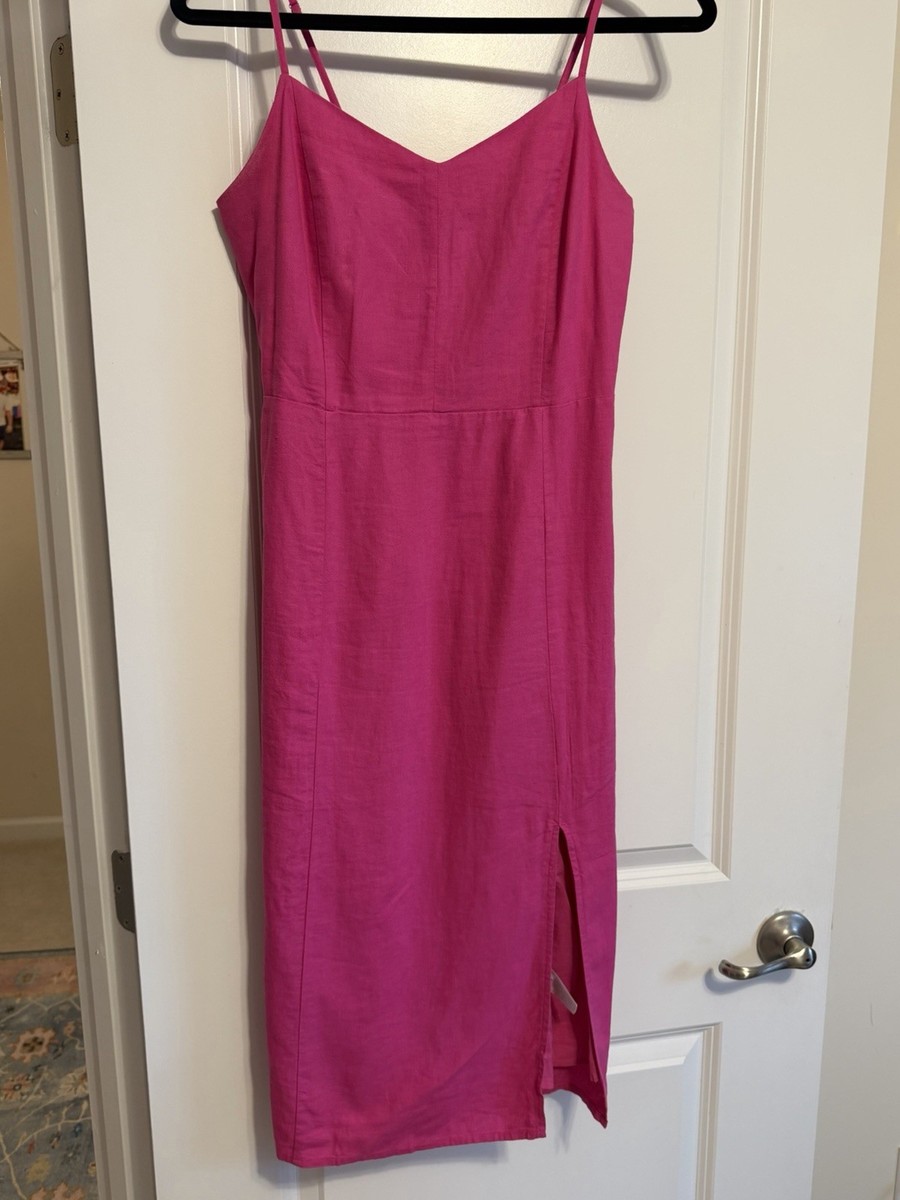 J.CREW Pink Linen Blend Slip Dress Midi Strappy V-Neck Size 4 | eBay