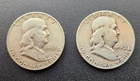 TWO 1952 D SILVER FRANKLIN HALF DOLLARS