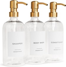 Stylish Shampoo  Conditioner Dispenser Set of 3 Modern 21oz Shower Soap Bottles