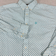 Ariat Men's Long Sleeve Button Down AOP Geometric Floral Tile XL Blue Stretch