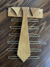 Vintage 'MADE IN TAIWAN' Wood  Brass CLOSET or WALL Tie Rack  