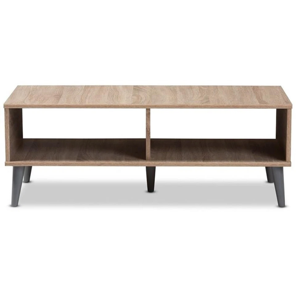 Baxton Studio Pierre Wood Coffee Table in Oak and Light Grey - Image 3 of 4