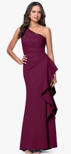 Adrianna Papell Gown Size 2 Wine One Shoulder Bodycon Column Ruffle NWT APR178