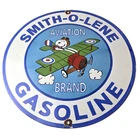 Vintage Smith-O-Lene Snoopy Aviation Porcelain Sign - Peanuts Gas Sign