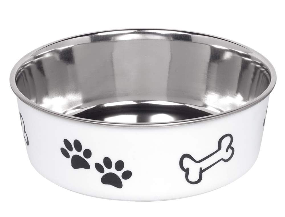 Écuelle en acier inoxydable Fusion blanche 20cm 1,80l gamelle antidérapante chien et chat