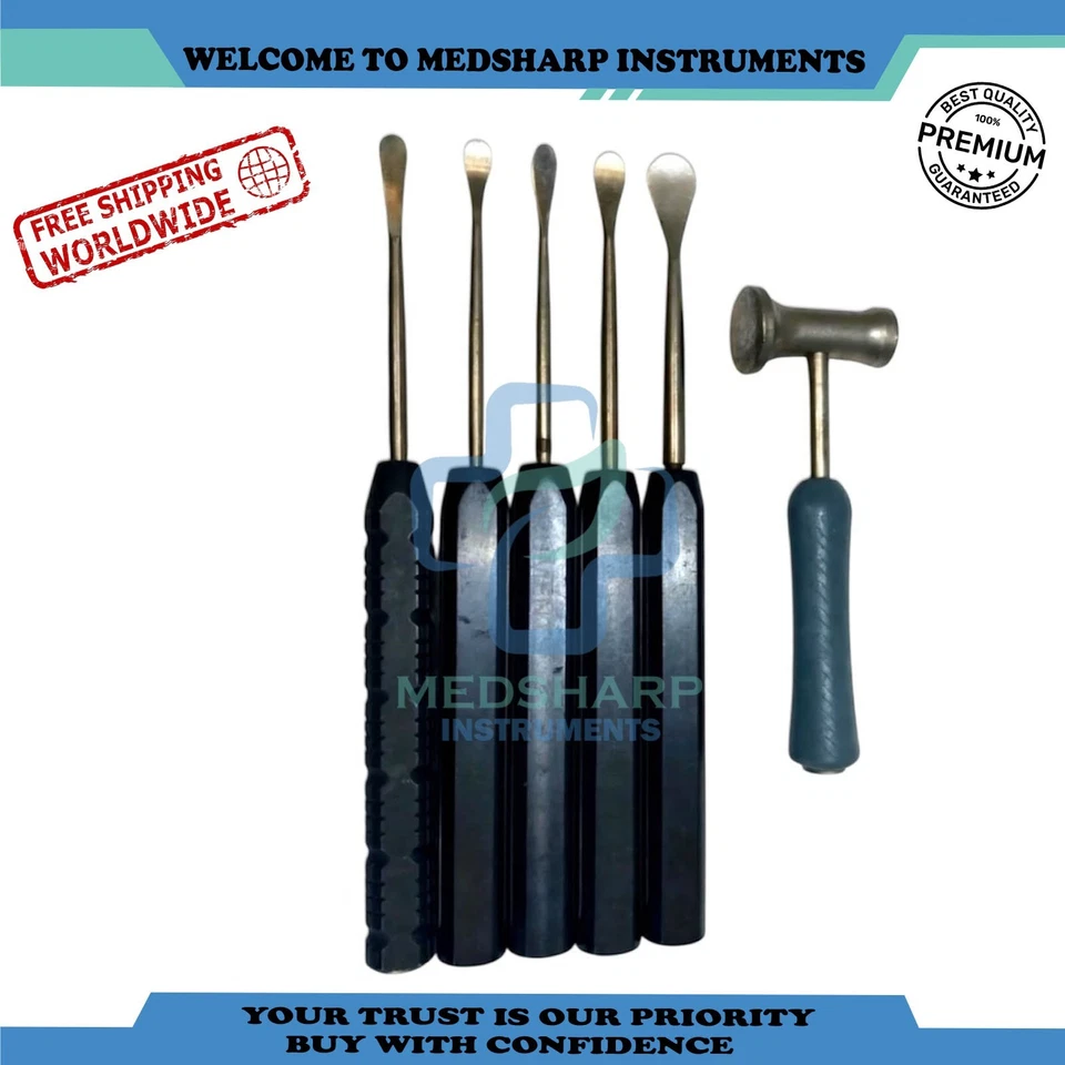 Juego de instrumentos ortopédicos quirúrgicos Cobb Elevator Columna Juego de 6 piezas color negro Foto 3 de 3