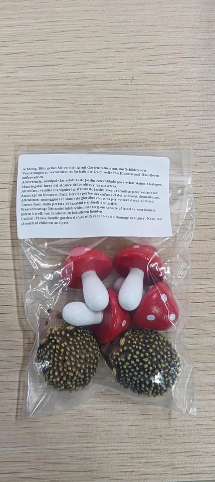 Escultura de erizos de resina y hongos de madera, suministros de jardín salvaje de hadas, 6 piezas... Foto 3 de 4