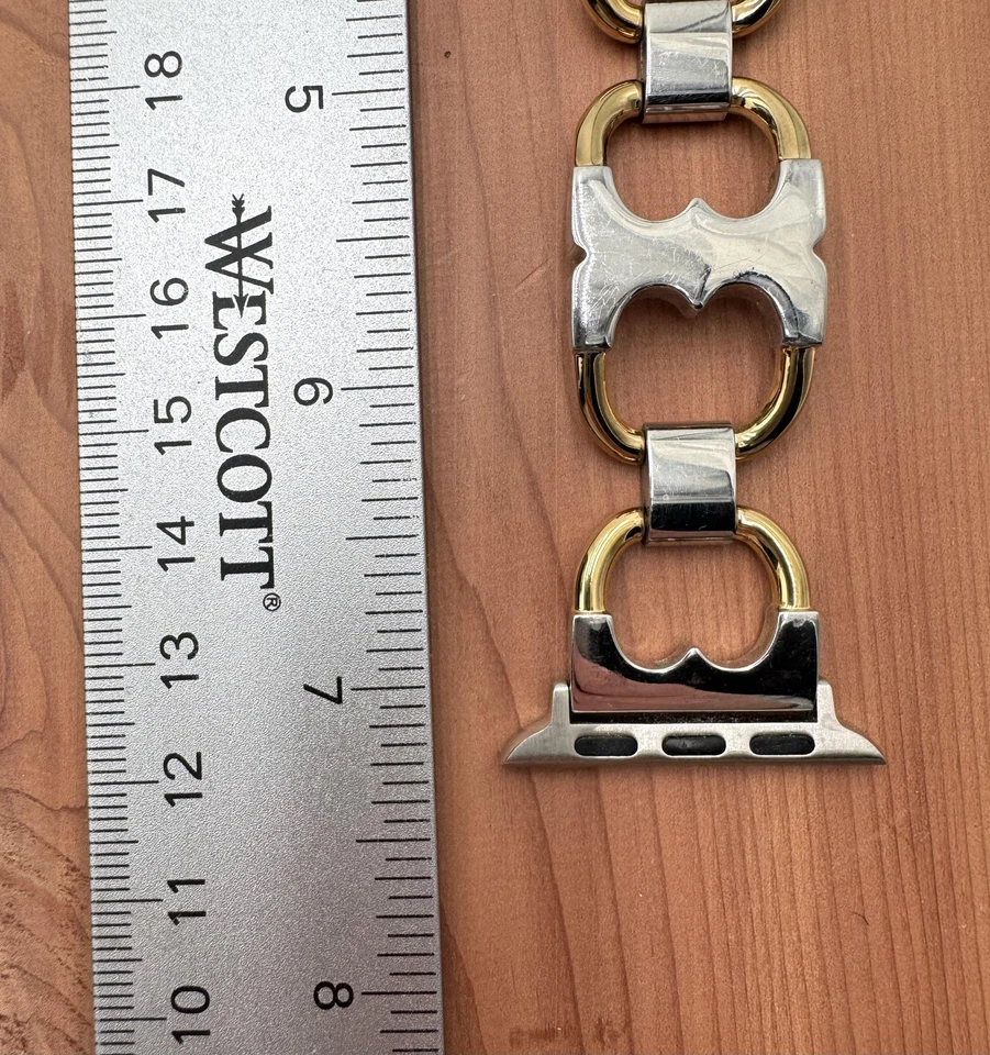Tory Burch Apple Watch Correa Acero Inoxidable Dos Tonos Eslabones Pulsera Oro Plata Foto 4 de 4