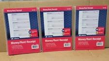 3 Pack ADAMS Money/Rent Receipt Book SC1182  600 Sets Carbonless NEW