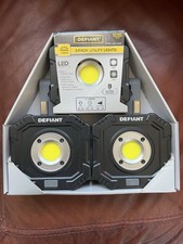 Defiant 600 Lumens 3-Pack Utility Lights Magnetic Hook LED Includes 9 Batteries