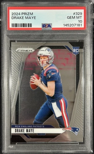2024 Panini Prizm Drake Maye Rookie Base Prizm RC Patriots CLEAN! GEM MT PSA 10