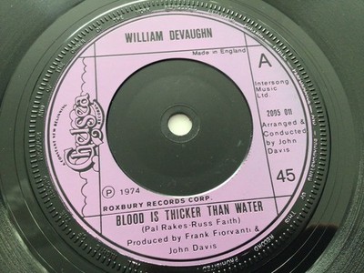 Willie Devaughn Blood is thicker than water 7'' vinyl single record.