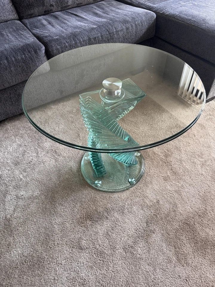 Sculptural helix spiral glass coffee table in the style of Danny Lane One Of One - Image 2 of 4