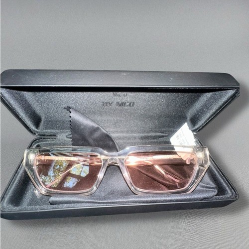 Nuevo en Paquete Alexander McQueen MCQ Gafas Rosa Transparente 56mm Cuadradas Gafas de Sol - Imagen 3 de 12