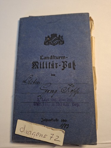 Landsturm-Militär-Pass Ldst.Inf.Ers.Btl. Würzburg 1917 vers.nach Hammelburg+orig