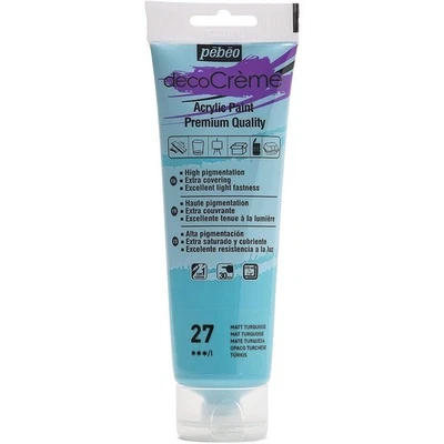 [089027] Pébéo Tube 120ml peinture acrylique décoCrème Turquoise - Photo 1/4