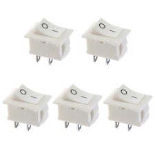 Boat Rocker Switch On/Off 2 Pin SPST Snap 12V 250V Round White 5 PCS