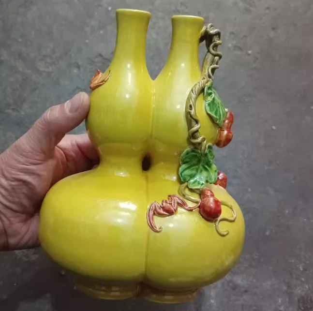 黄色中国古董花瓶| eBay