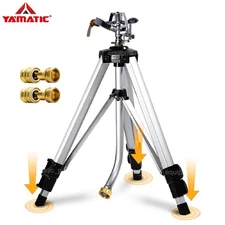 YAMATIC 18"-36" H Impact Sprinkler on Tripod Base with Brass Hose Adapters