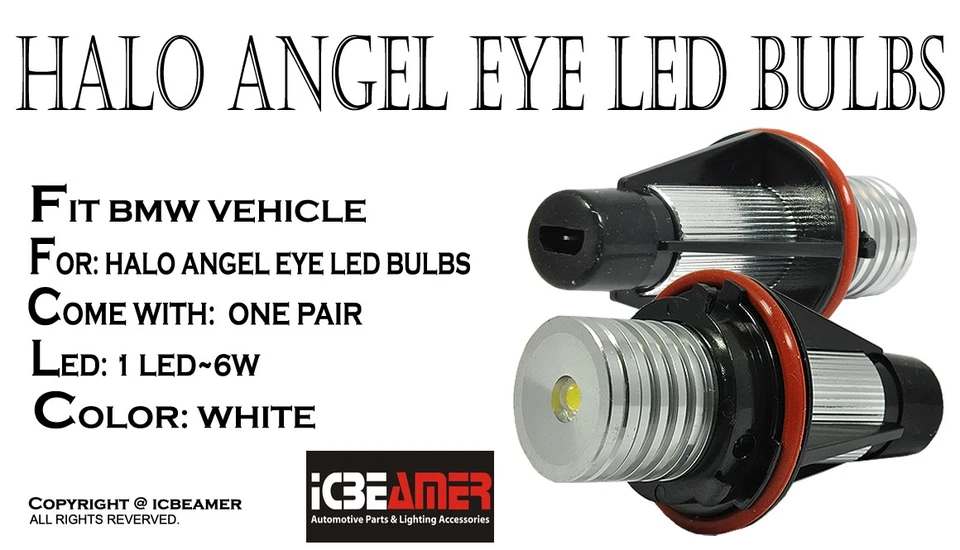 Para BMW E39 E60 E61 E65 E83 Blanco LED Halo Anillo Marcador Bombillas (2 piezas) Foto 2 de 4