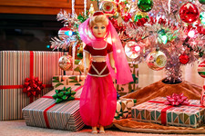 #204 Toys of Christmas Past ART PRINT POSTCARD I Dream of Jeannie Doll RETRO