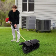 Gas Power Nylon Brush Broom Sweeper Artificial Grass Driveway Turf Snow Clean US