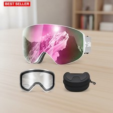 Snowboard Ski Goggles 2 Pk Detachable Magnet Lenses Anti Fog Adult Gear