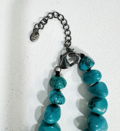 COLLAR GRUESO TURQUESA Y PLATA DE LEY FIRMADO LUC 925 - Imagen 4 de 7