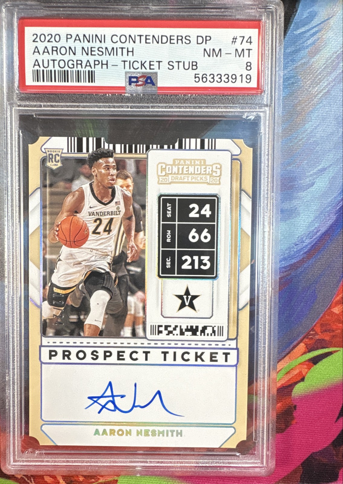 2020-21 Panini Contenders Draft Picks RPS Auto Aaron Nesmith Ticket Stub/24 PSA8