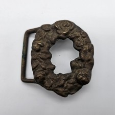 1970s Wreath Of Rose Flowers Art Hippie Brass Belt Buckle