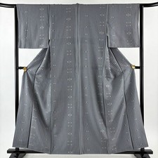 JAPANESE KIMONO FINE PATTERN GRAY 159.5cm 5 ft 3 in PURE SILK BB7720