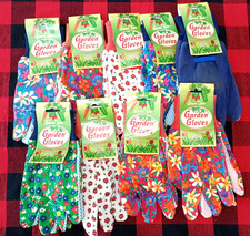 Pack of 9 Pairs Brand New Colorful Ladies Garden GLOVES with Hang Tags