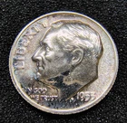 1953 Proof Roosevelt Dime 10C - Philadelphia - Mintage 128,800 - BU Light Toning