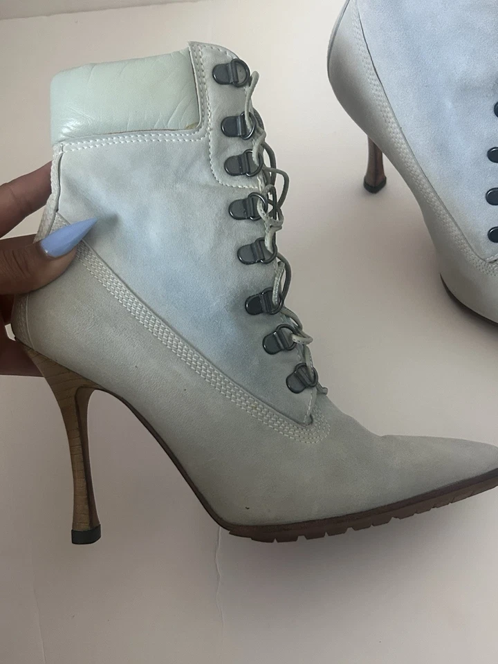 Manolo Blahnik Timberland Oklamod Botas de Tacón Punta De Colección Talla 36 Foto 2 de 4