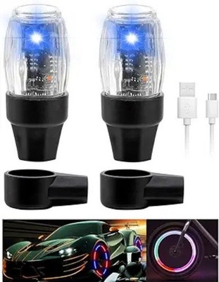 2 PCS Tire Valve Light Colorful LED Car Wheel Lights Waterproof  Color: 2 Blue