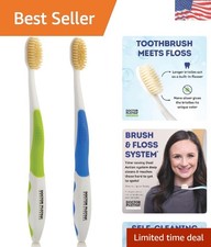 Eco-Friendly Soft Flossing Toothbrush - Perfect for Sensitive Teeth, 2 Count
