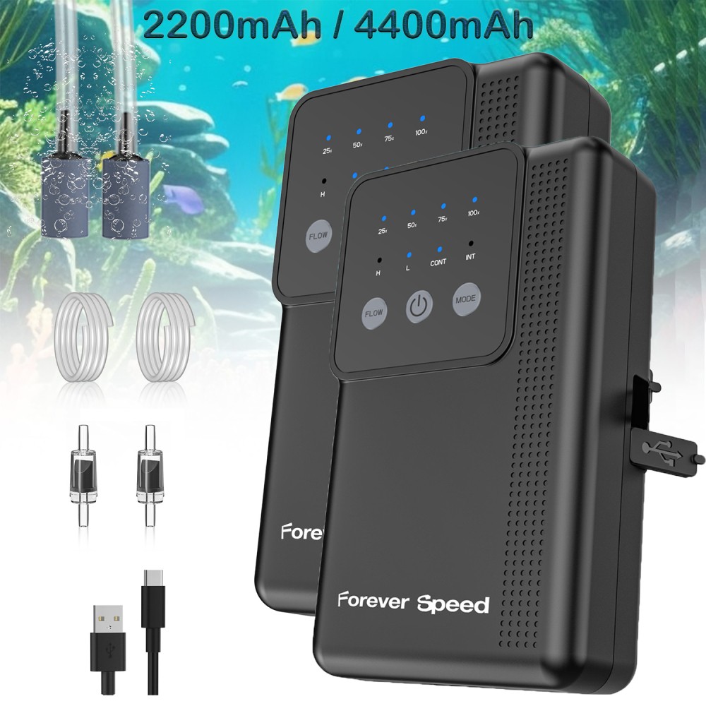 Pompa ad aria per acquario 2200/4400 mAh batteria pompa ossigeno USB laghetto giardino e acquario
