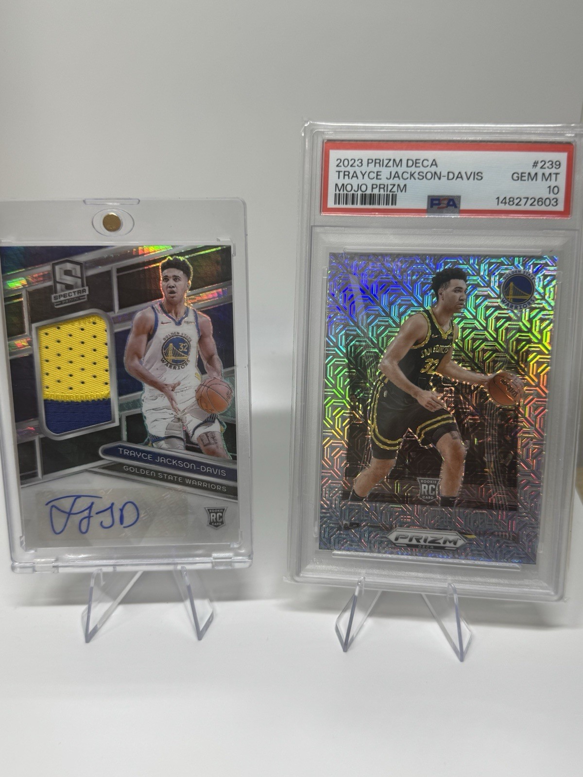 2 Card Lot 2023 Panini Prizm Deca Trayce Jackson-Davis Mojo /10 /25 (RC) PSA 10